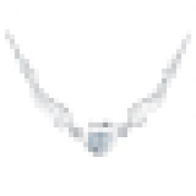 Women′s Sterling Silver Angel Wings with Heart-Shaped Crystal Pendant Necklace